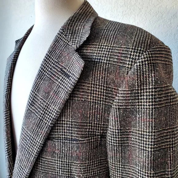 Polo Ralph Lauren Vintage Glenn Plaid Tweed Wool 2 Piece Mens Retro Suit 42R/34 - Picture 5 of 14